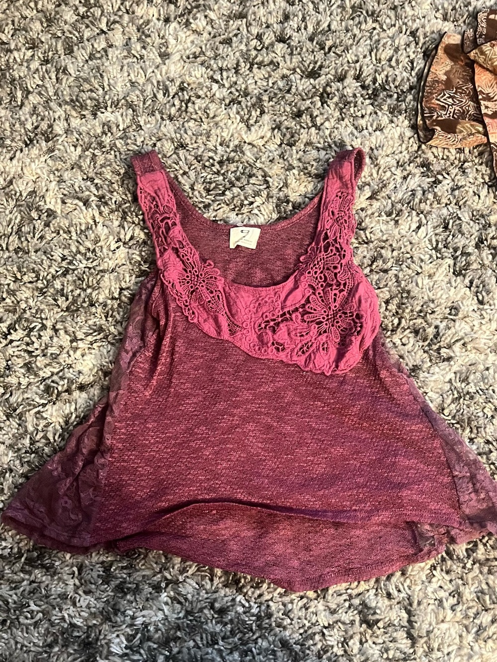 Pins & Needles Rose Pink Lace-Trim Tank Top